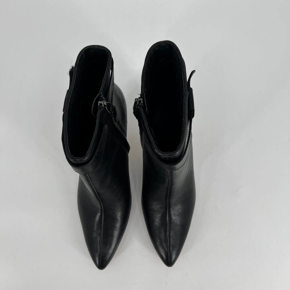 Banana Republic Factory 70mm Heel Dress Bootie Womens 9 Black Leather Belted - Picture 3 of 11